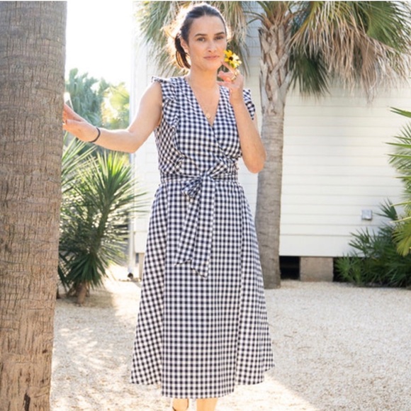 NWT Draper James Gingham Wrap Dress - Picture 2 of 7